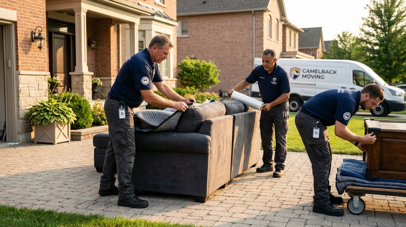 Large estate moving crew wrapping furniture in Sulphur, LA