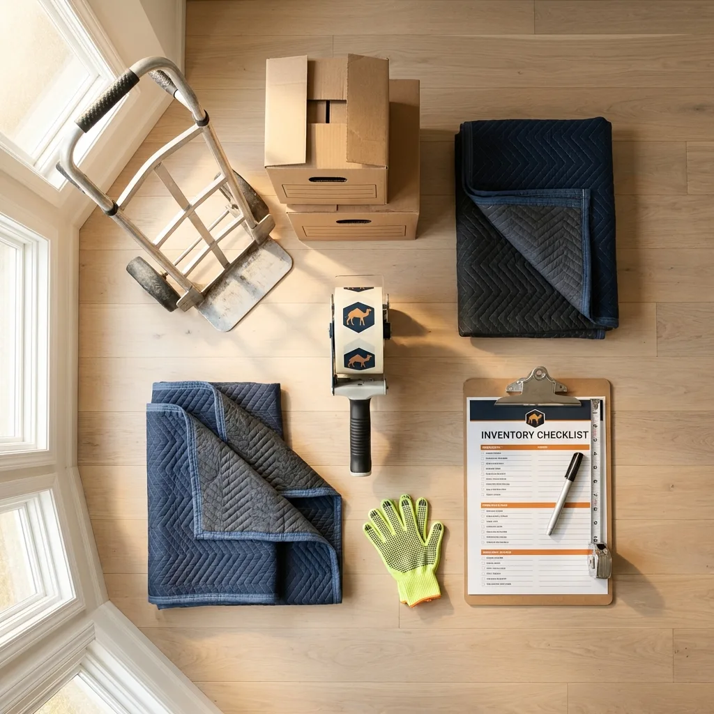 Professional moving supplies and packing materials layout for Sulphur residential relocations